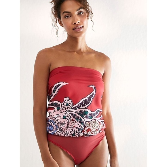 FREE People Spellbound Strapless Festival Bodysuit in Cherry Combo size Medium - Picture 4 of 16